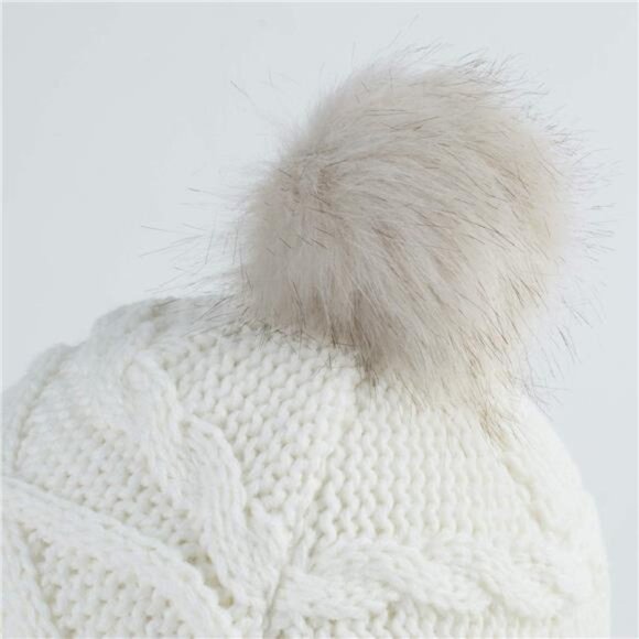 Kids White Girls Sherpa Earflaps Hat Kids Winter Hat Beanie Fuzzy Peruvian Hat - Picture 4 of 6
